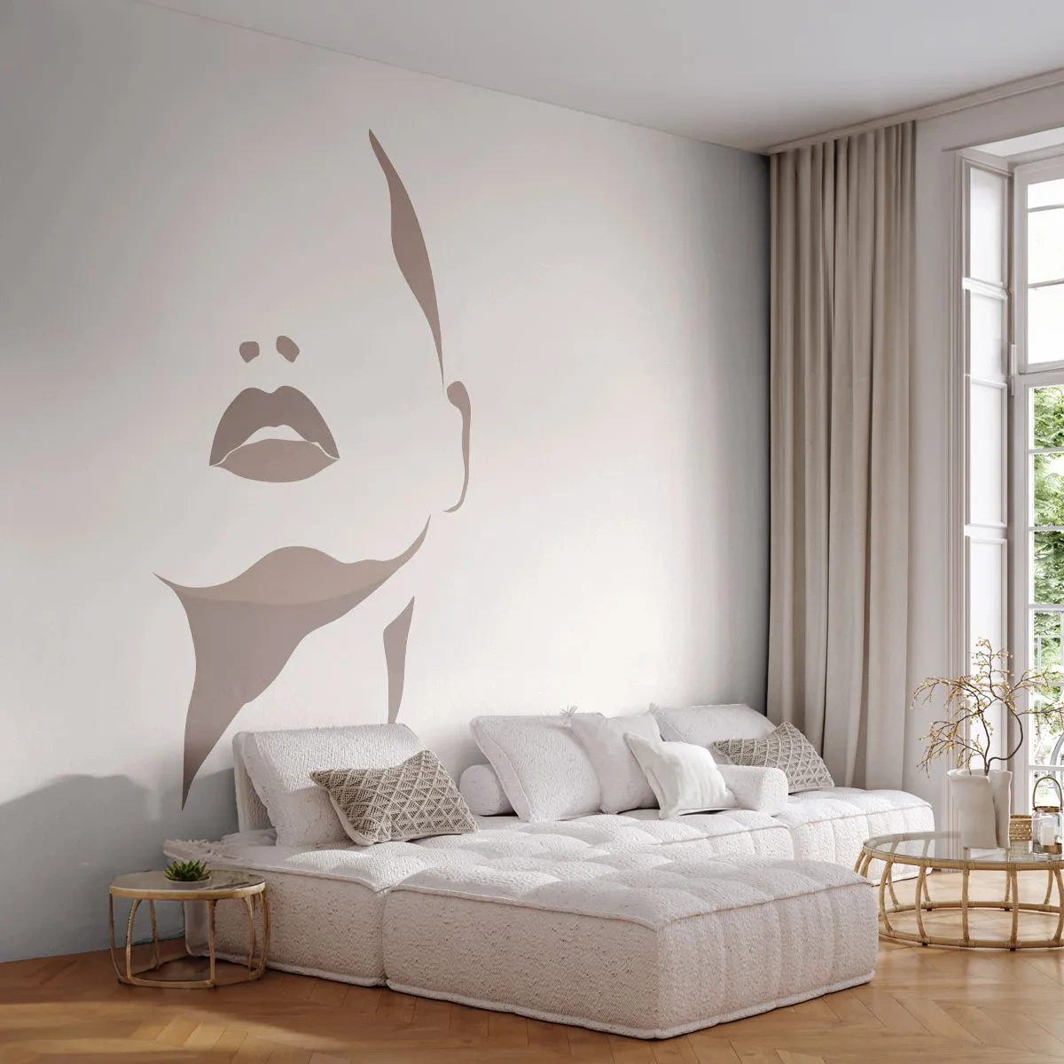 Fototapeta Premium Canvas - Stworzona ze światła i cienia - Twarz Kobiety, Kobieta, Sztuka - 300x210 cm