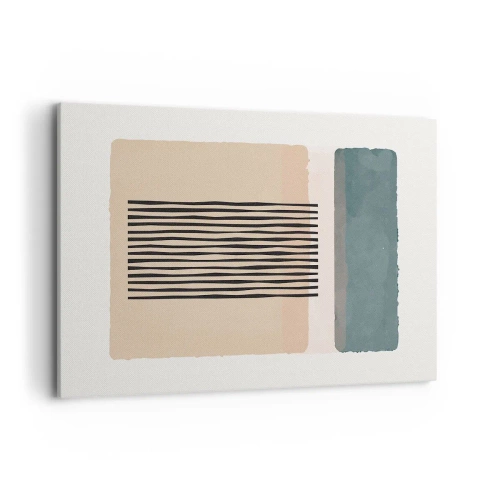 Obraz na płótnie - Minimalistyczne formy geometryczne w beżowych i zielonych odcieniach - 100x70cm - Wszystko w porządku - Nowoczesna dekoracja ścienna do salonu, kuchni i sypialni ARTTOR