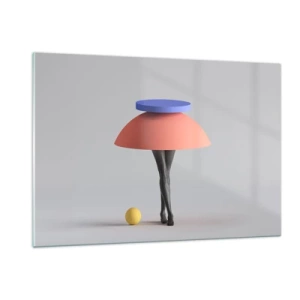 Obraz na szkle - Surrealistyczna postać z geometrycznych form i nóg - 120x80cm - Kompozycja surrealistyczna - Nowoczesna dekoracja ścienna do salonu, kuchni i sypialni ARTTOR