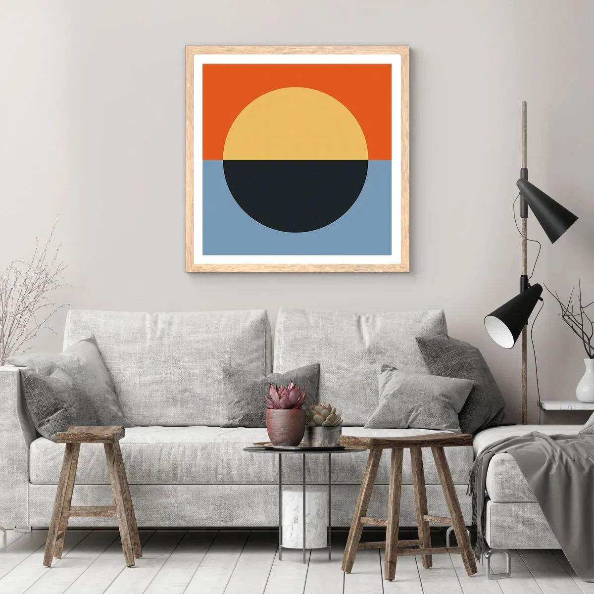 Plakat w ramie jasny dąb - Kompozycja ciepła i chłodu - 40x40 cm