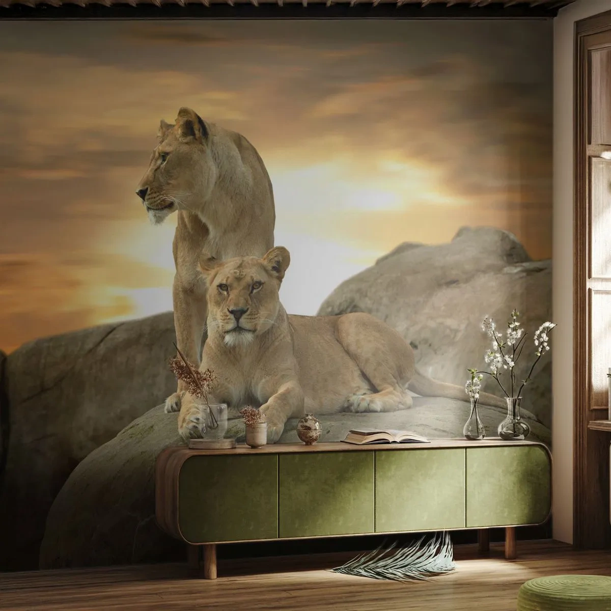 Fototapeta Premium Sand - Królewski majestat - Zwierzęta, Lew, Natura - 350x256 cm