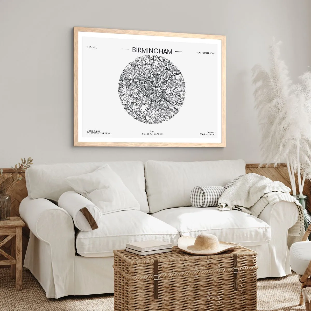 Plakat w ramie jasny dąb - Anatomia Birmingham - 100x70 cm