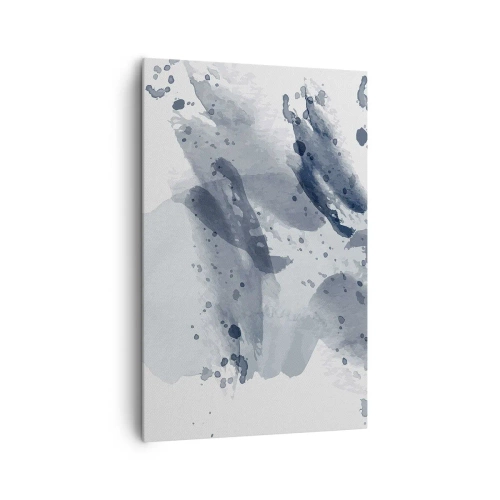 Obraz na płótnie - Abstrakcyjne plamy w odcieniach niebieskiego na jasnym tle - 80x120cm - Studium natury wody - Nowoczesna dekoracja ścienna do salonu i sypialni ARTTOR