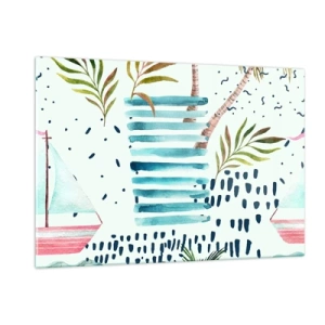 Obraz na szkle - Wakacje pod palmami - 120x80cm - Wakacje pod palmami - Nowoczesna dekoracja ścienna do salonu, kuchni i sypialni ARTTOR