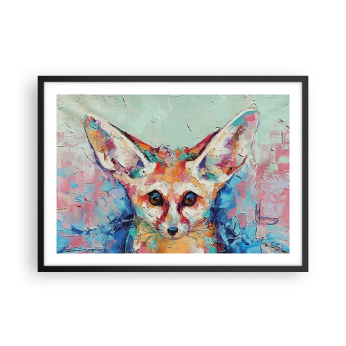Plakat w czarnej ramie - Kolorowy portret fenka w stylu malarstwa ekspresyjnego - 70x50cm - Jesteście na mnie gotowi? - Nowoczesna dekoracja ścienna do salonu i sypialni ARTTOR