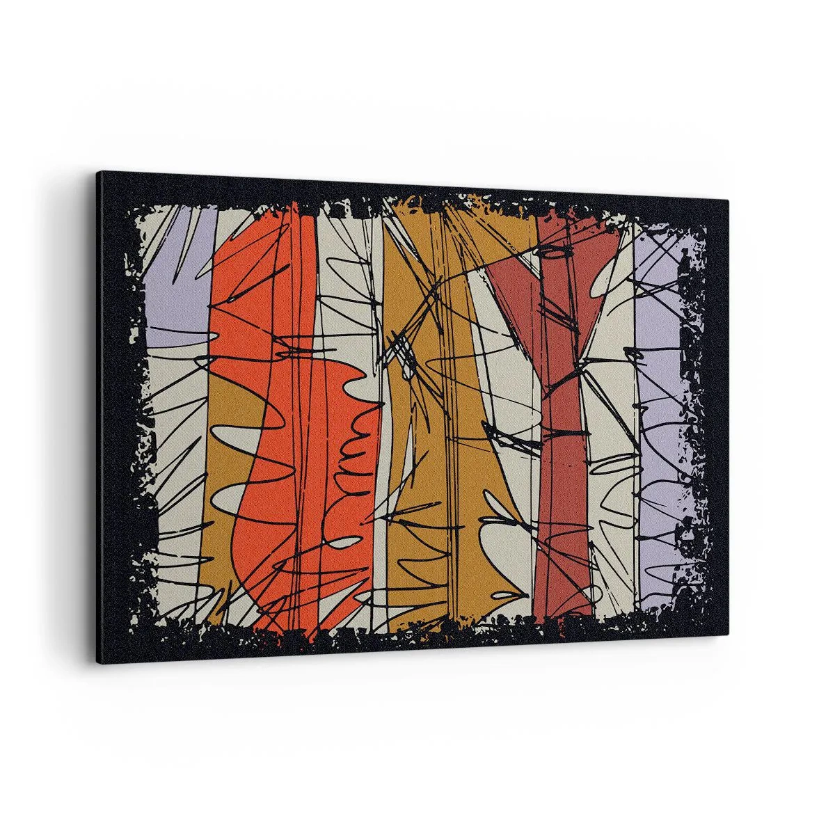 Obraz na płótnie - Abstrakcyjna kompozycja w intensywnych kolorach - 120x80cm - Kompozycja spontaniczna - Nowoczesna dekoracja ścienna do salonu, kuchni i sypialni ARTTOR