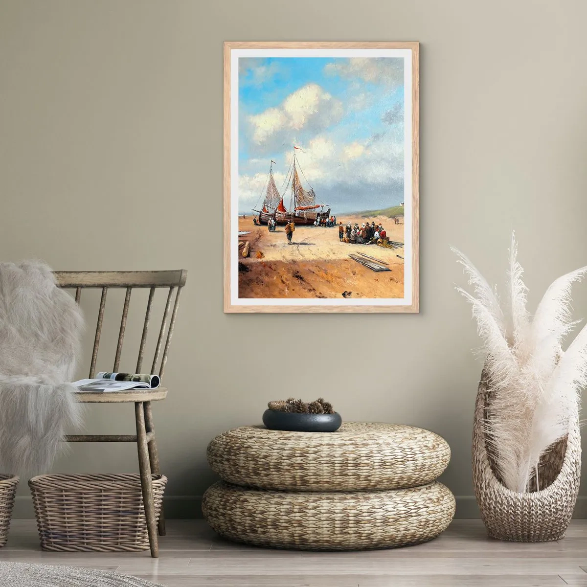 Plakat w ramie jasny dąb - Po udanym połowie - 30x40 cm