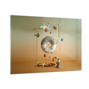 Obraz na szkle - Geometryczne figury w pastelowych barwach w abstrakcyjnej przestrzeni - 100x70cm - Wszystko się zdarzyć może - Nowoczesna dekoracja ścienna do salonu, kuchni i sypialni ARTTOR