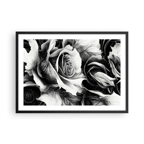 Plakat w czarnej ramie - Czarno-białe róże w eleganckiej kompozycji - 70x50cm - Zawsze królowa - Nowoczesna dekoracja ścienna do salonu i sypialni ARTTOR