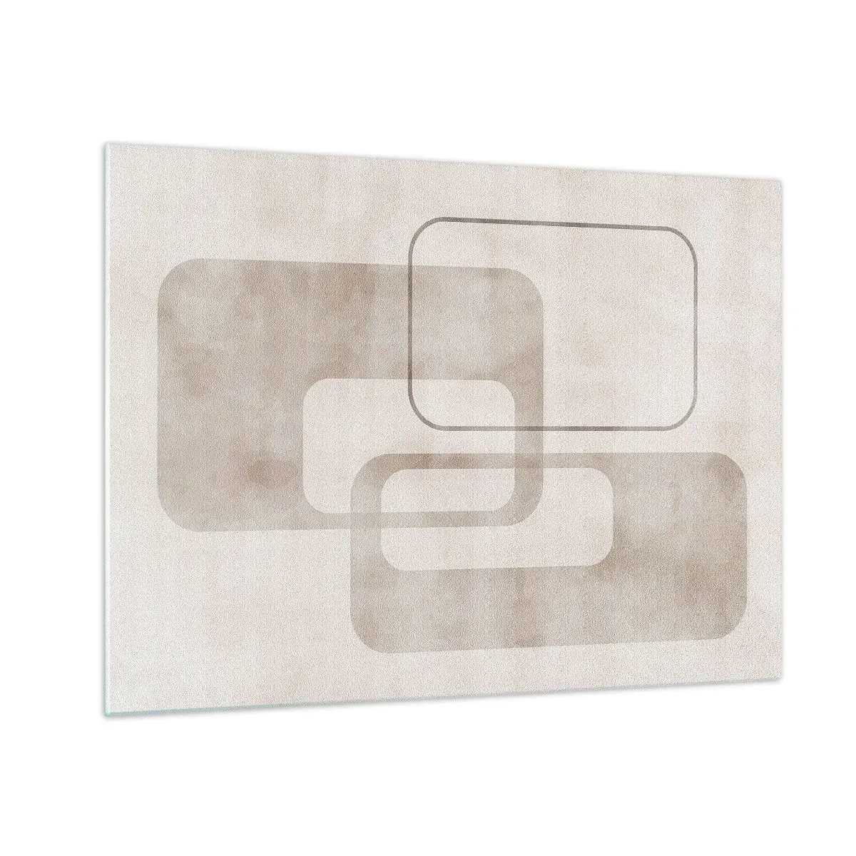 Obraz na szkle - Minimalistyczne beżowe prostokąty na jasnym tle - 70x50cm - Geometryczna fuga - Nowoczesna dekoracja ścienna do salonu i sypialni ARTTOR