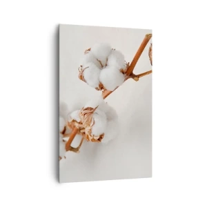 Obraz na płótnie - Gałązka bawełny na subtelnym tle - 80x120cm - Tylko tulić - Nowoczesna dekoracja ścienna do salonu i sypialni ARTTOR
