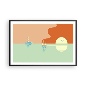 Plakat w czarnej ramie - Morski pejzaż idealny - 91x61 cm