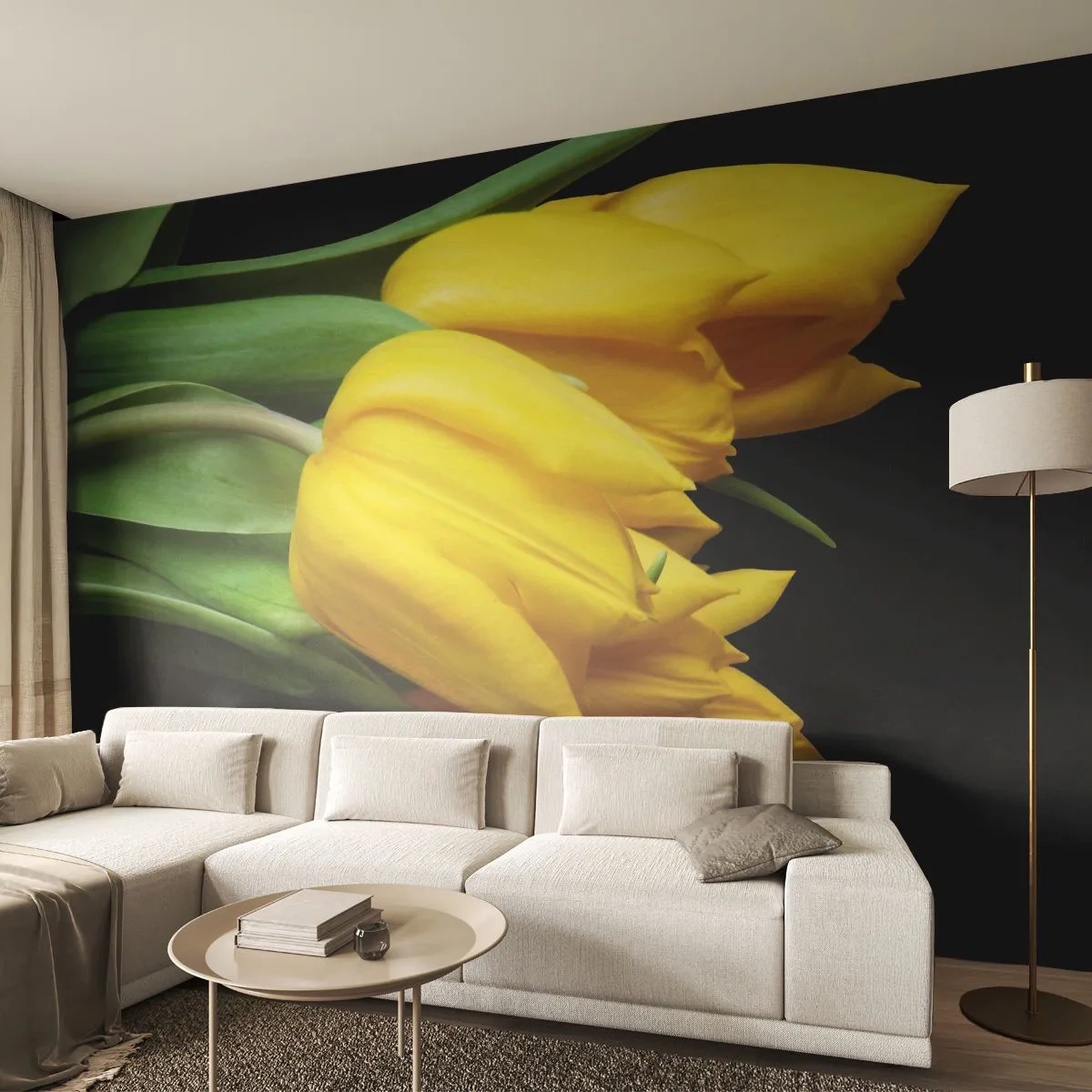 Fototapeta Premium Sand - Powstały z czystego słońca - Kwiaty, Tulipany, Bukiet Kwiatów - 400x280 cm
