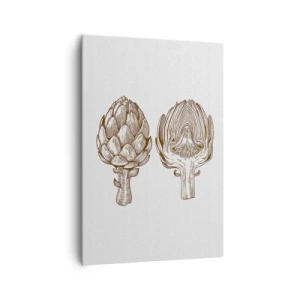 Obraz na płótnie - Rysunek artystyczny karczocha w stylu vintage - 70x100cm - Lekcja anatomii - Nowoczesna dekoracja ścienna do salonu i sypialni ARTTOR