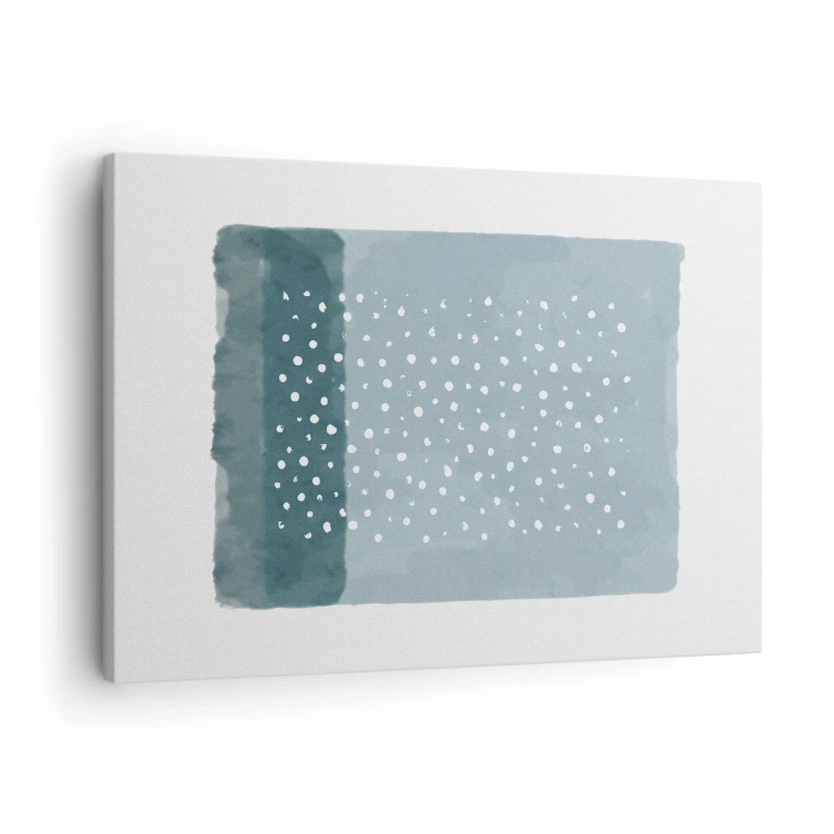 Obraz na płótnie - Minimalistyczny obraz w odcieniach błękitu z kropkami - 70x50cm - Wyrosłe na błękicie - Nowoczesna dekoracja ścienna do salonu i sypialni ARTTOR