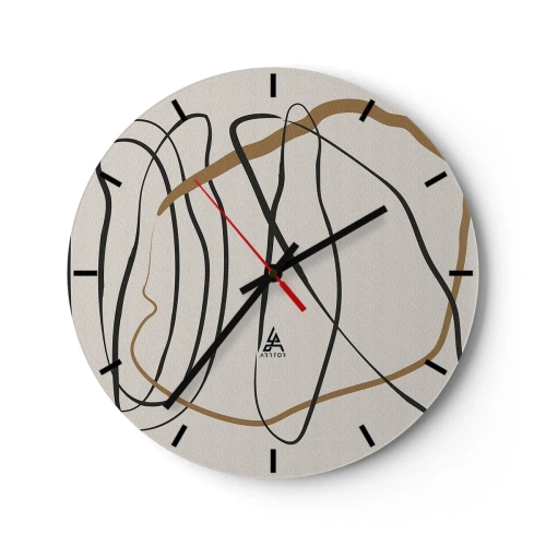 Zegar ścienny - Abstrakcyjne, tańczące linie na jasnym tle - 30x30cm - Kompozycja – taniec opętaniec - Nowoczesna dekoracja ścienna do salonu, kuchni i sypialni ARTTOR
