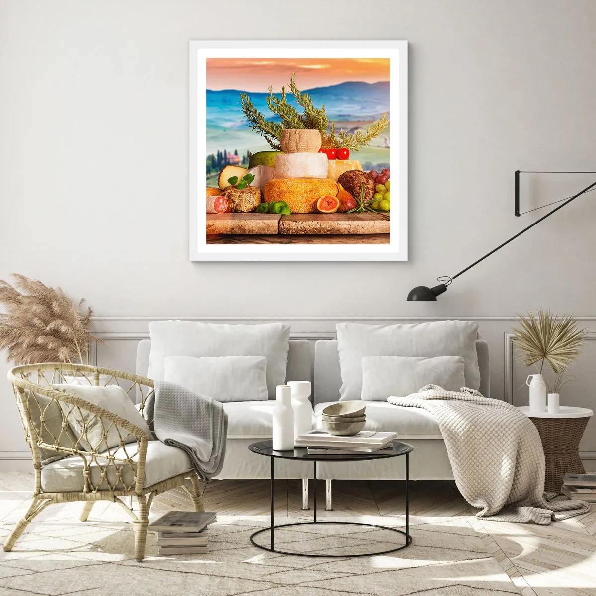 Plakat w białej ramie - Włoska radość życia - 30x30 cm