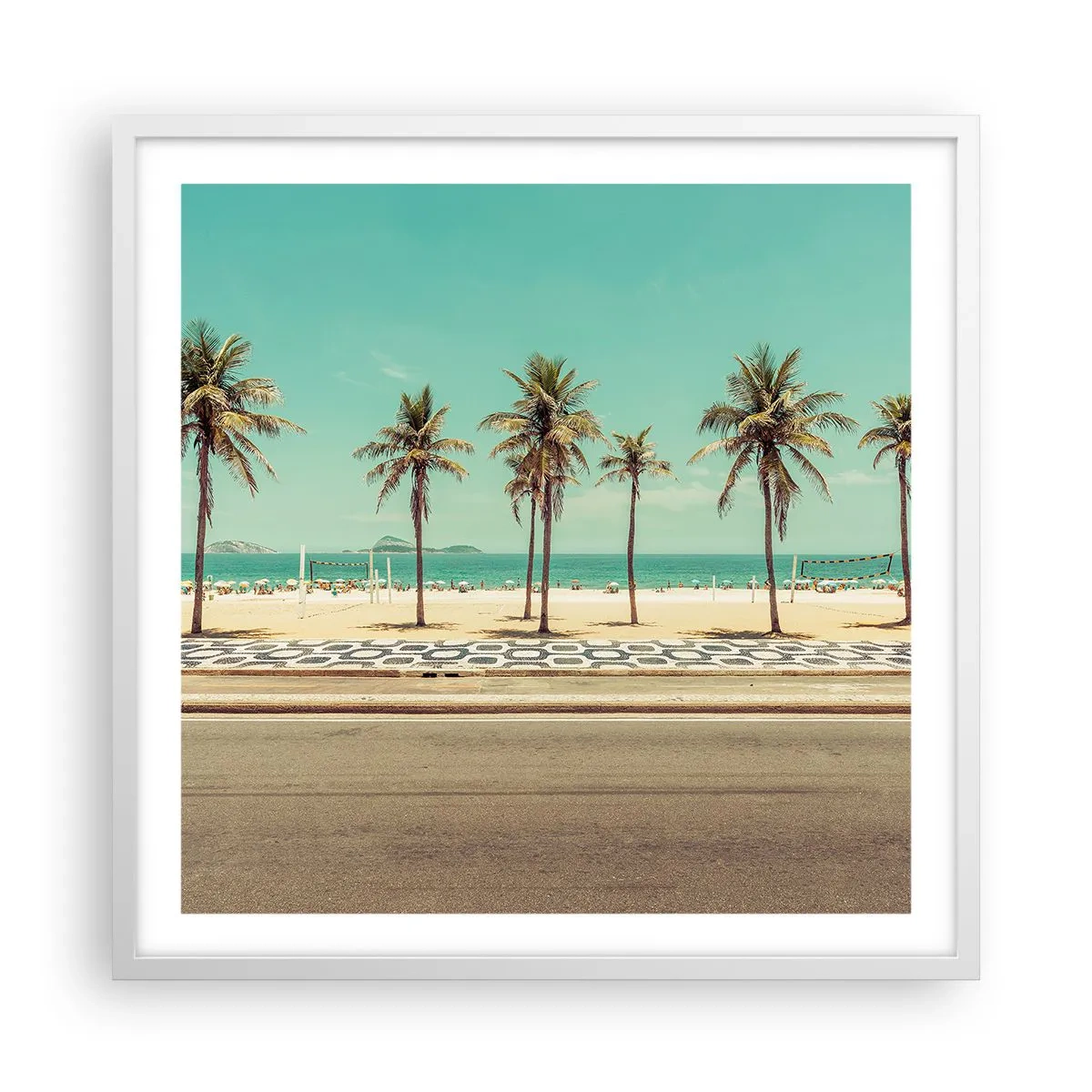 Plakat w białej ramie - Na straży plaży - 60x60 cm