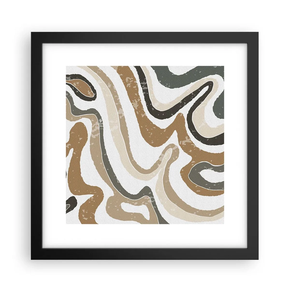 Plakat w czarnej ramie - Meandry barw ziemi - 30x30 cm