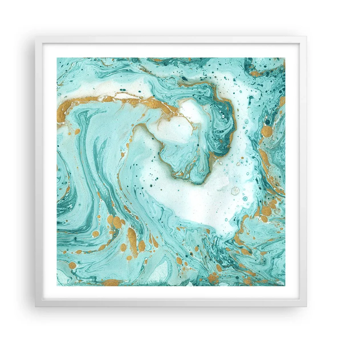 Plakat w białej ramie - Pod wielką falą z epoki Edo - 60x60 cm