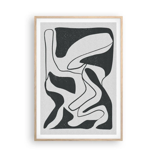 Plakat w ramie jasny dąb - Abstrakcyjna zabawa w labiryncie - 70x100 cm