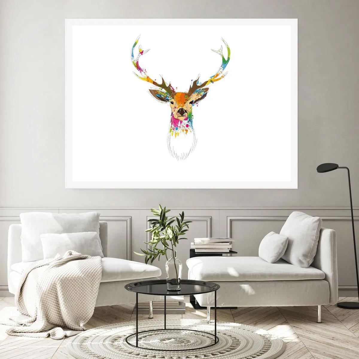 Plakat - Łagodny jelonek skąpany w kolorze - 50x40 cm