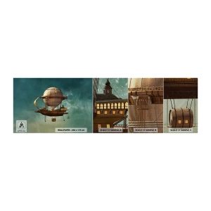 Fototapeta Próbka Premium Sand - Juliusz Verne pozdrawia - Retro, Podróż, Balon - 100x30 cm