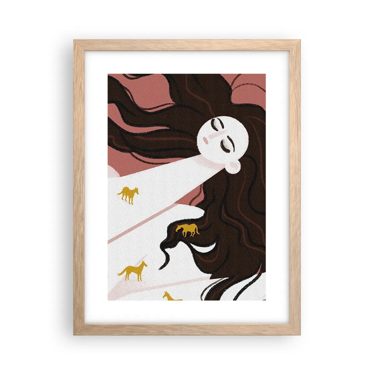 Plakat w ramie jasny dąb - Sen o złotym koniu - 30x40 cm