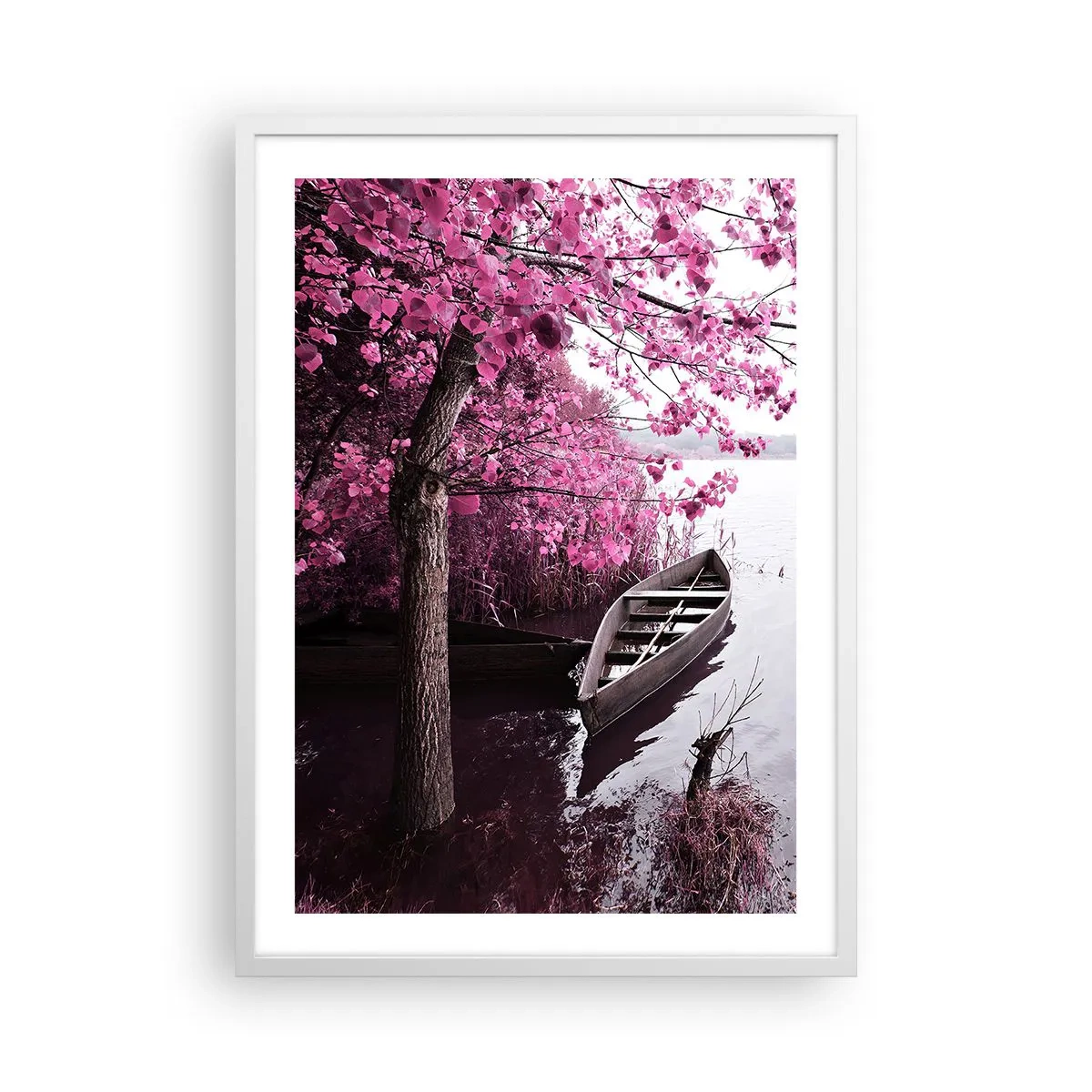 Plakat w białej ramie - W różowej ciszy - 50x70 cm