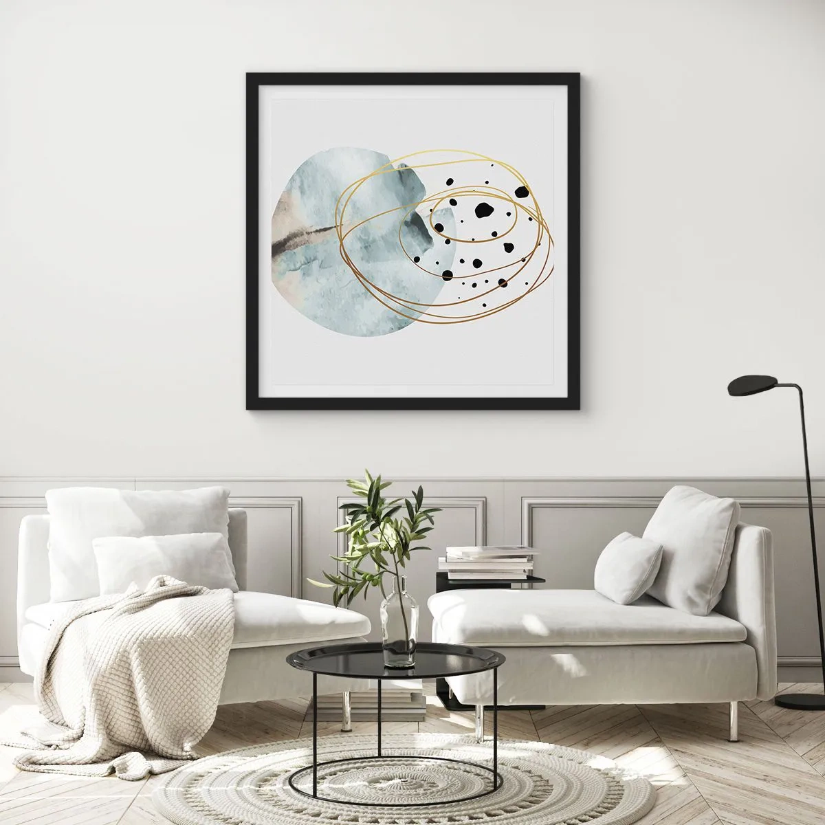 Plakat w czarnej ramie - W objęciach przestrzeni - 40x40 cm