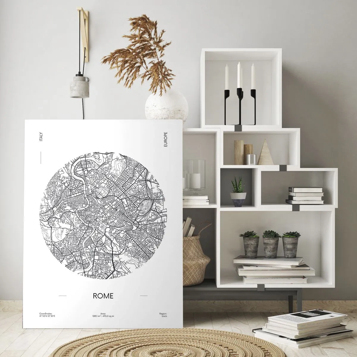 Obraz na szkle - Mapa Rzymu w formie szczegółowego rysunku ulicznego - 50x70cm - Anatomia Rzymu - Nowoczesna dekoracja ścienna do salonu, kuchni i sypialni ARTTOR