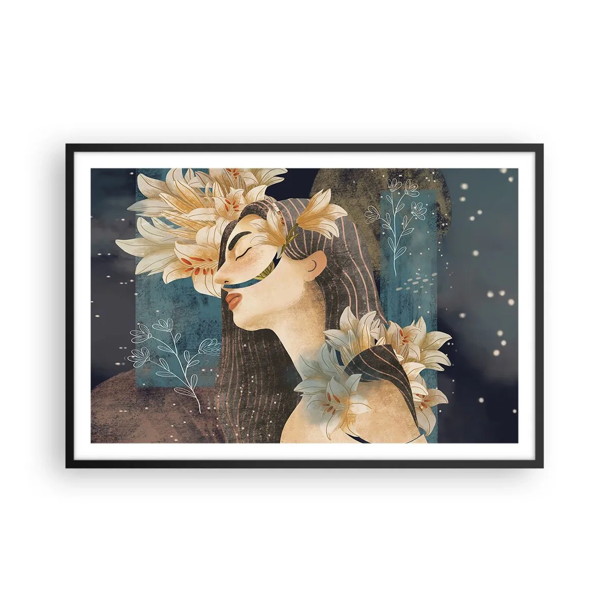 Plakat w czarnej ramie - Baśń o królewnie z liliami - 91x61 cm