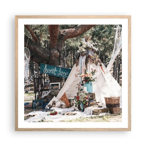 Plakat w ramie jasny dąb - Make love… - 60x60 cm