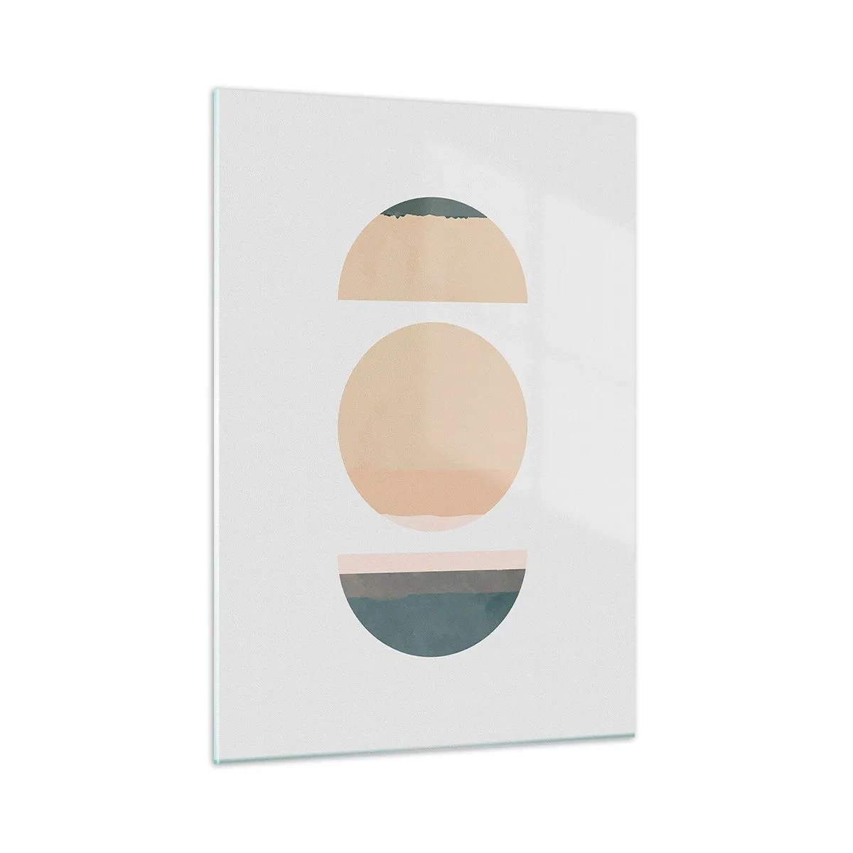 Obraz na szkle - Minimalistyczne geometryczne wzory w pastelowych kolorach - 50x70cm - Koło za kołem - Nowoczesna dekoracja ścienna do salonu, kuchni i sypialni ARTTOR