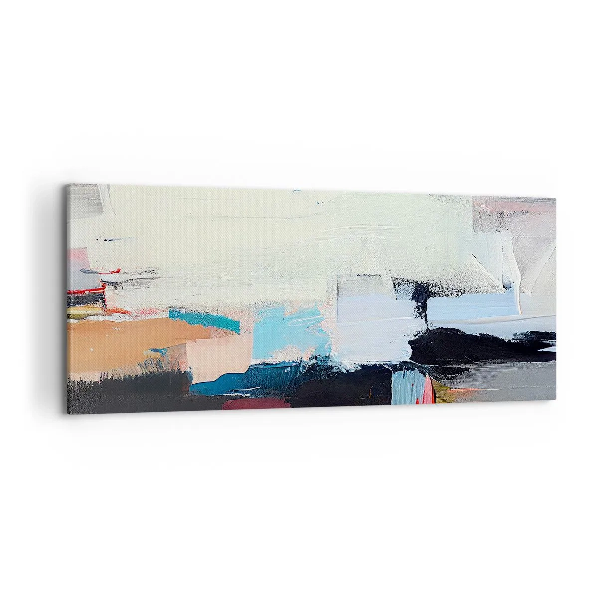 Obraz na płótnie - Kolorowa abstrakcja z dynamicznymi pociągnięciami pędzla - 120x50cm - Jest metoda? - Nowoczesna dekoracja ścienna do salonu i sypialni ARTTOR