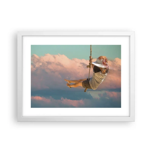 Plakat w białej ramie - Zabawa w obłokach - 40x30 cm