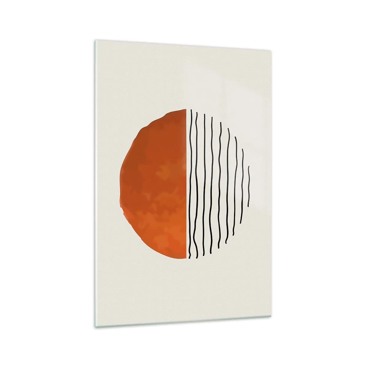 Obraz na szkle - Minimalistyczny zachód słońca nad liniami przypominającymi fale - 70x100cm - W japońskim klimacie - Nowoczesna dekoracja ścienna do salonu i sypialni ARTTOR