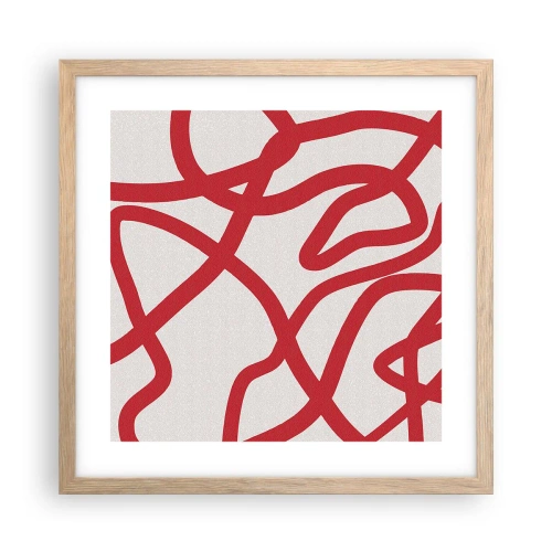 Plakat w ramie jasny dąb - Czerwono na białym - 40x40 cm