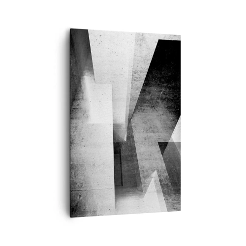 Obraz na płótnie - Geometryczne kształty w monochromatycznej kompozycji - 80x120cm - Struktura przestrzeni - Nowoczesna dekoracja ścienna do salonu i sypialni ARTTOR