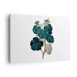 Obraz na płótnie - Ilustracja botaniczna z liśćmi w odcieniach zieleni i beżu - 70x50cm - Ze starego zielnika - Nowoczesna dekoracja ścienna do salonu i sypialni ARTTOR