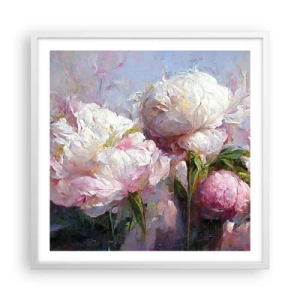 Plakat w białej ramie - Kipiący życiem bukiet - 60x60 cm