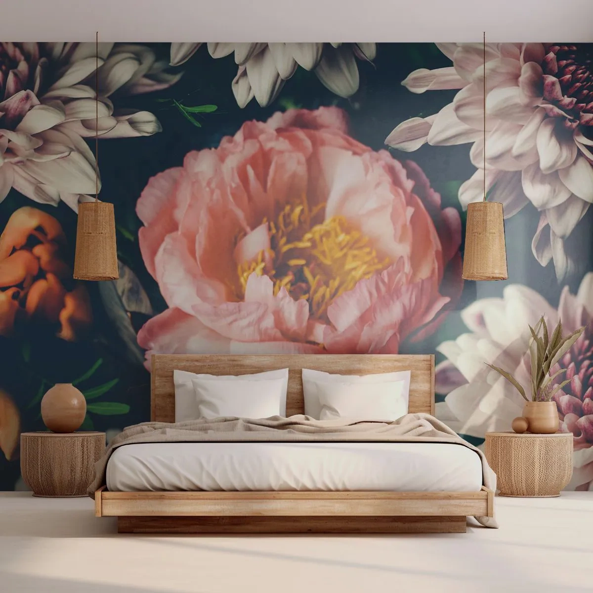 Fototapeta Premium Canvas - Z barokowym przepychem - Kwiaty, Piwonia, Bukiet Kwiatów - 150x105 cm