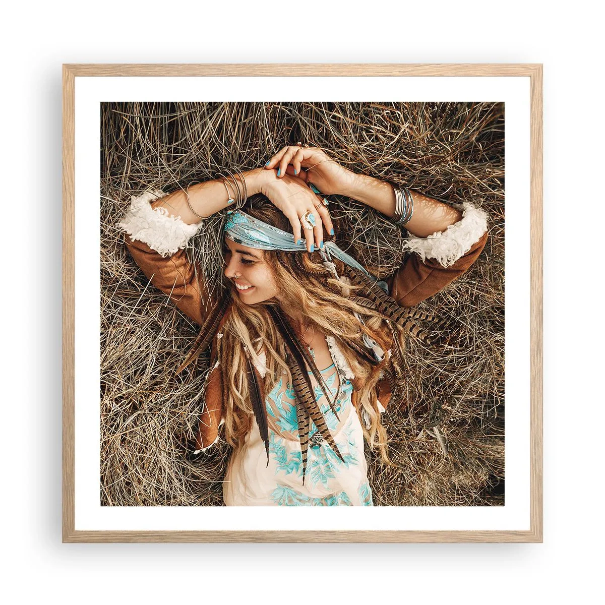 Plakat w ramie jasny dąb - W drodze do lata miłości - 60x60 cm