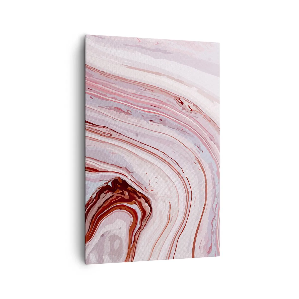 Obraz na płótnie - Abstrakcyjny wzór w kolorach różu i bieli - 80x120cm - Prosto, potem w prawo na dół - Nowoczesna dekoracja ścienna do salonu i sypialni ARTTOR