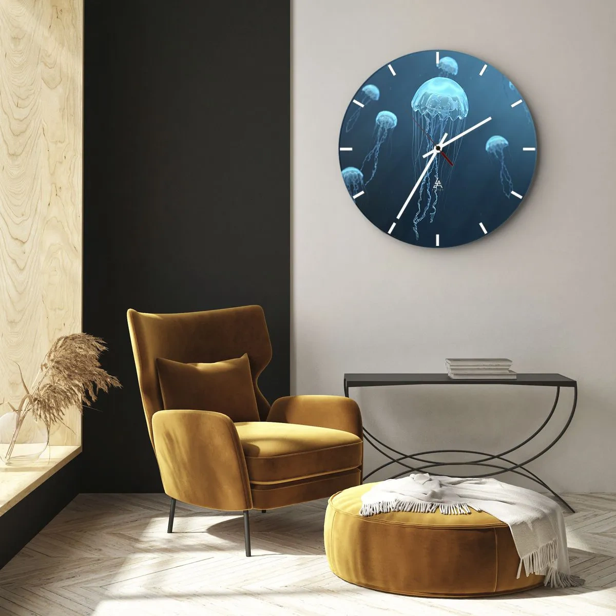 Zegar ścienny - Meduzy unoszące się w głębokim, niebieskim oceanie - 30x30cm - Oceaniczny taniec - Nowoczesna dekoracja ścienna do salonu, kuchni i sypialni ARTTOR