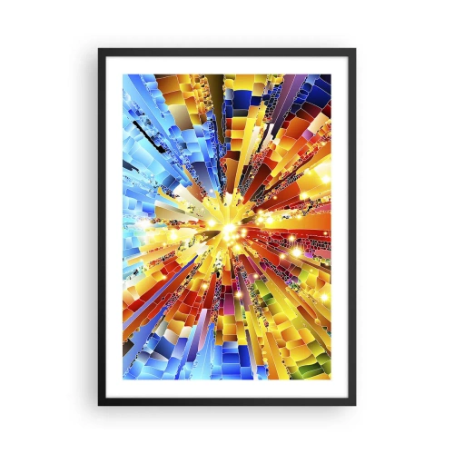 Plakat w czarnej ramie - Kolorowa eksplozja światła w abstrakcyjnej formie - 50x70cm - In medias res - Nowoczesna dekoracja ścienna do salonu i sypialni ARTTOR