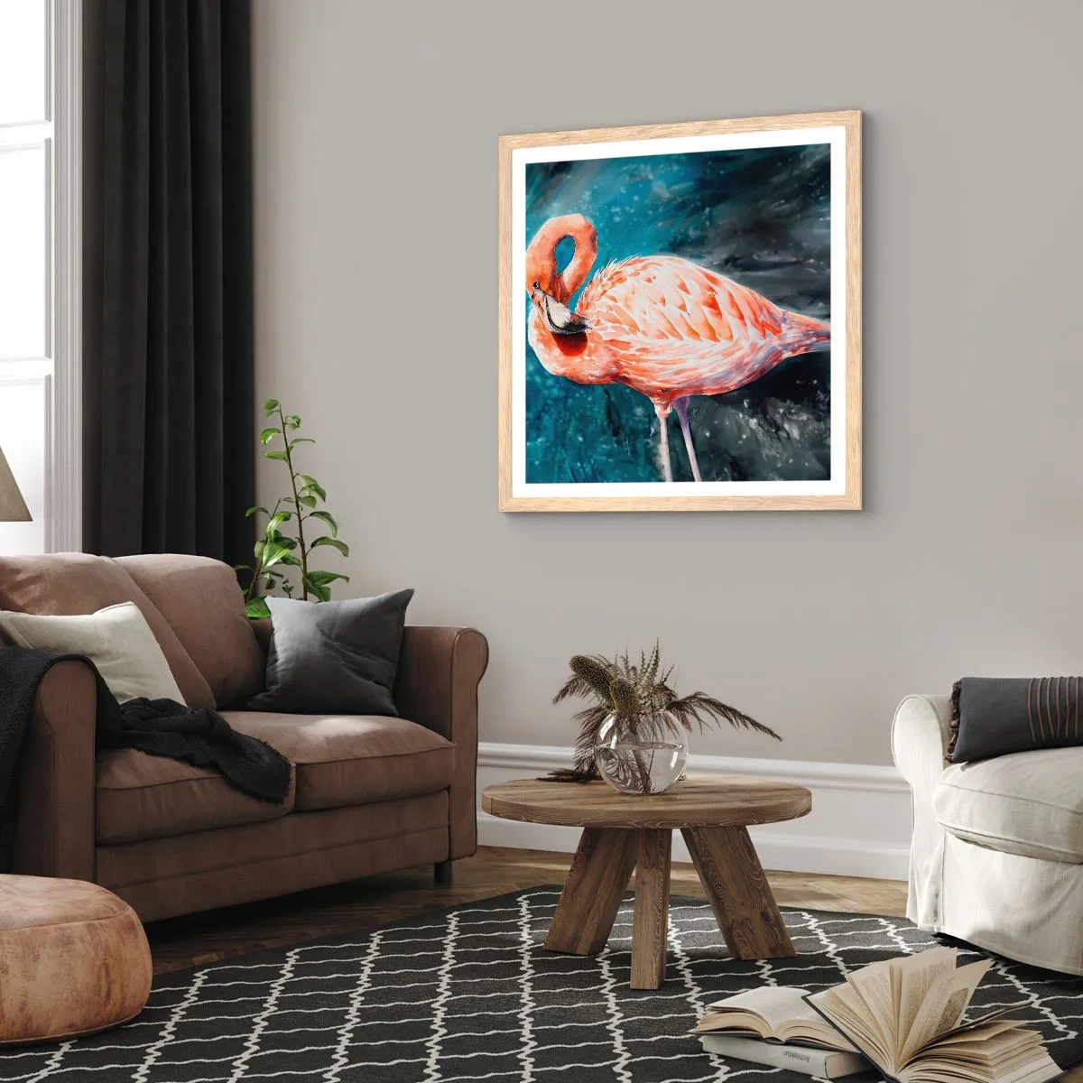 Plakat w ramie jasny dąb - Dekoracyjny z natury - 30x30 cm