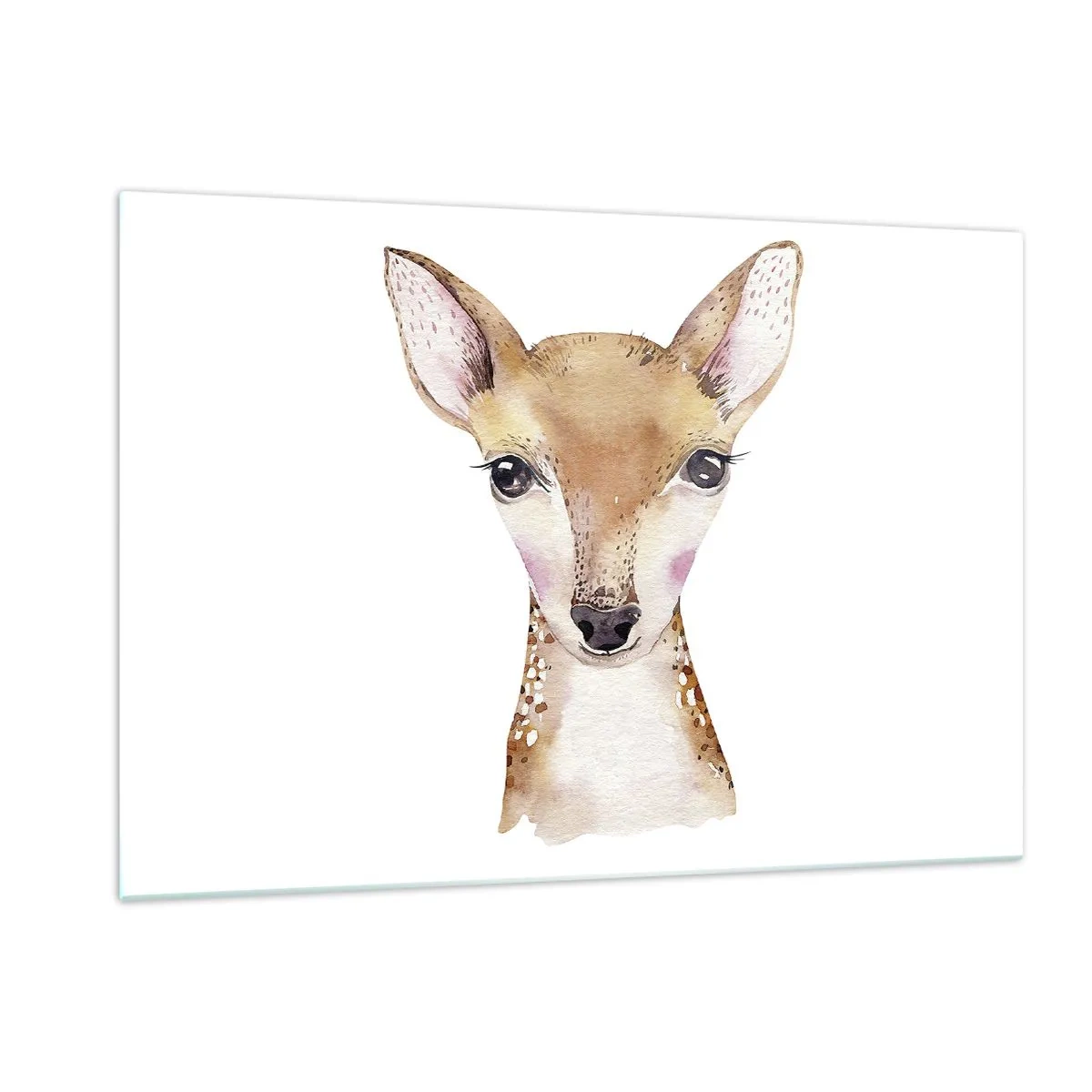 Obraz na szkle - Uroczy akwarelowy portret młodego jelonka - 120x80cm - Natura niewinności - Nowoczesna dekoracja ścienna do salonu, kuchni i sypialni ARTTOR