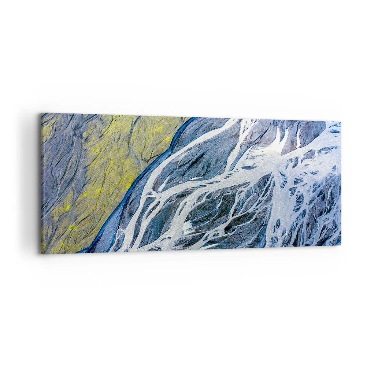 Obraz na płótnie - Abstrakcyjny widok na meandrujące koryta rzek z lotu ptaka - 120x50cm - Naskalne malowidła natury - Nowoczesna dekoracja ścienna do salonu i sypialni ARTTOR