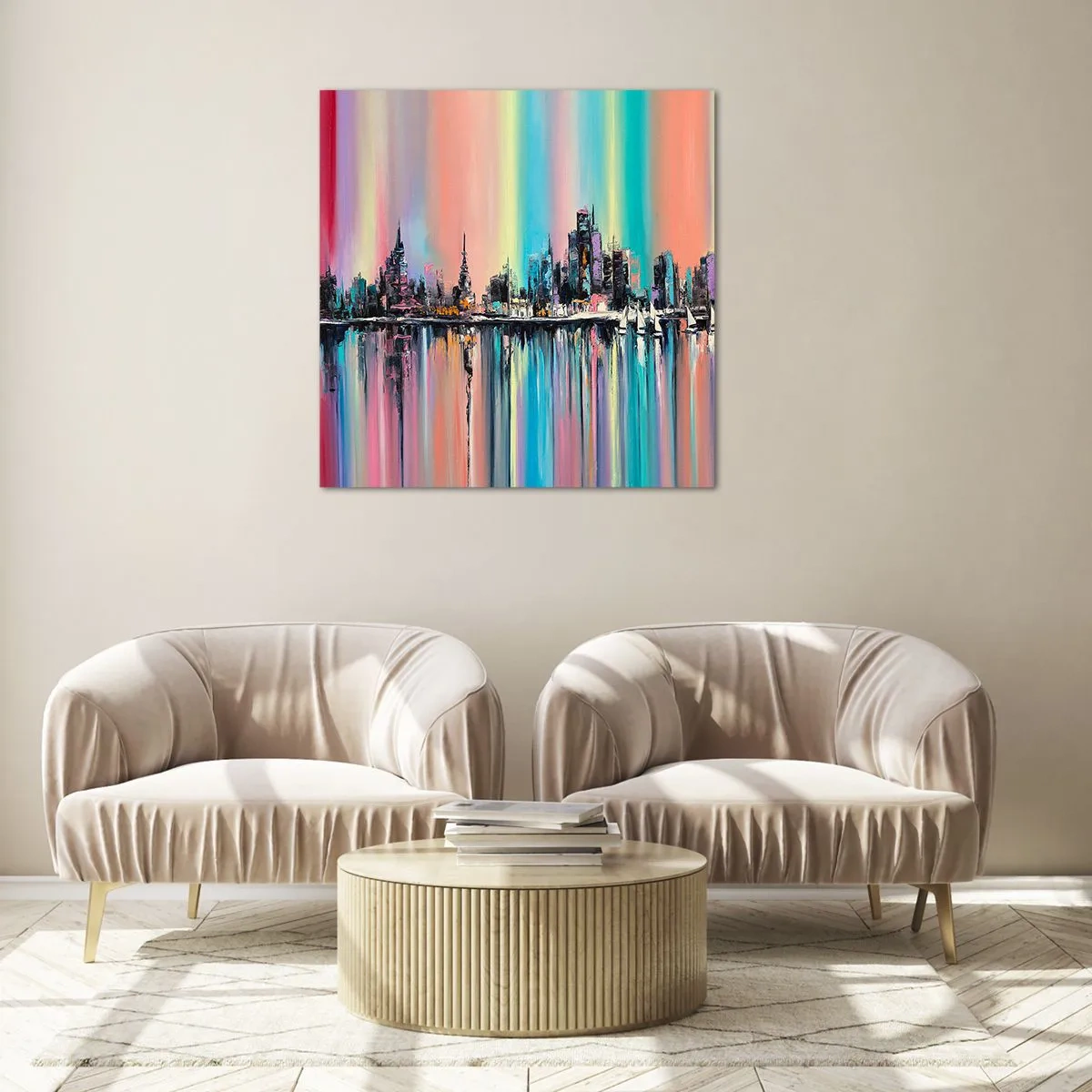 Obraz na szkle - Spłynąć światłem nocy - 40x40 cm